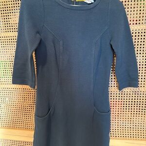 Nordstrom Boden Boat neck 3/4 sleeved textured shift dress navy blue 2